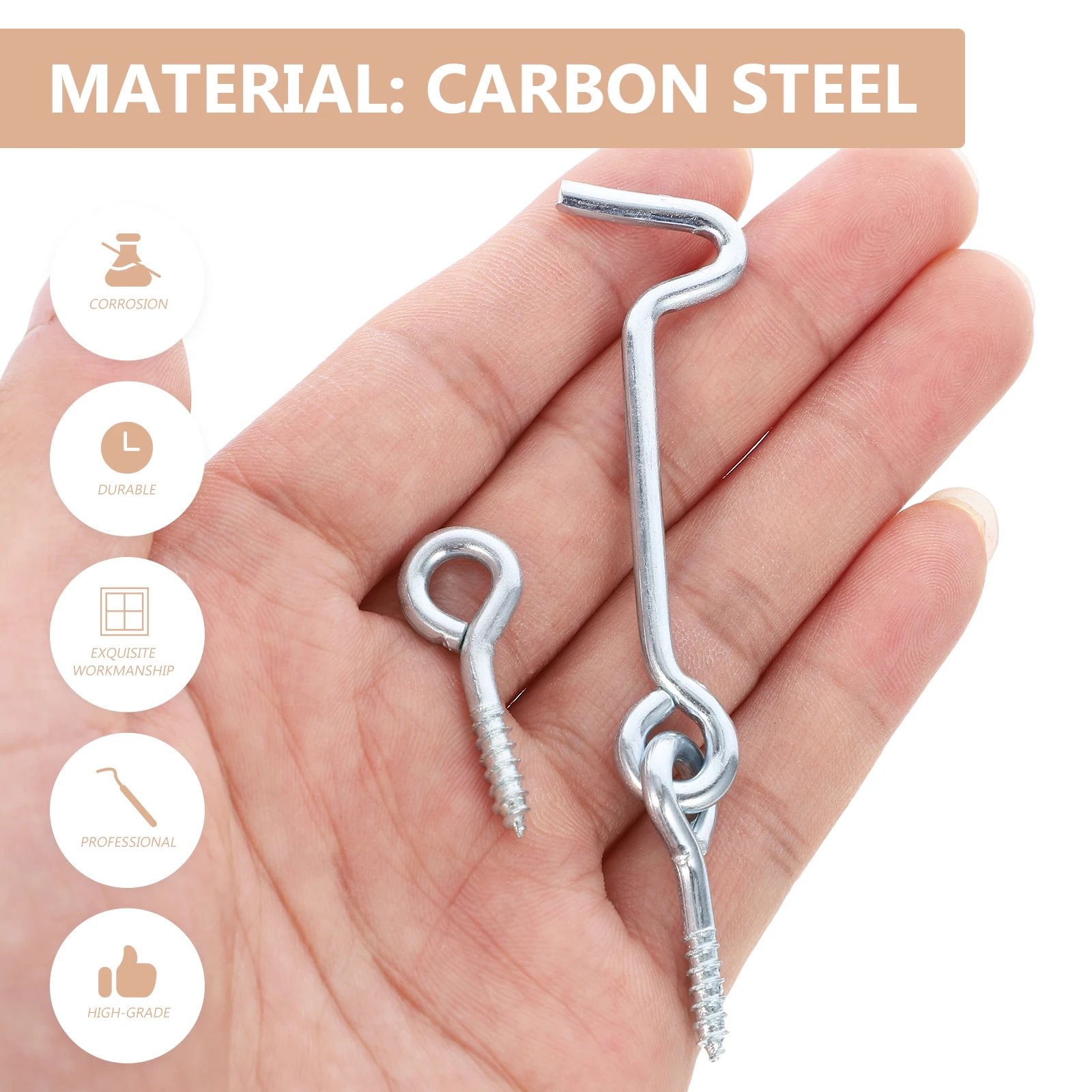 

10 set Door Hook 2.5 Inch Carbon Steel Galvanized Sturdy Window Door Position Fixing Home Office Latch Hardware