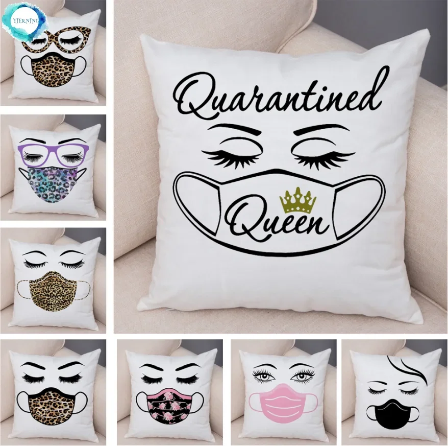 

Cartoon fashion mask eyelash printing pattern decorative pillow sleeve sleeve bed car office decorative pillow case