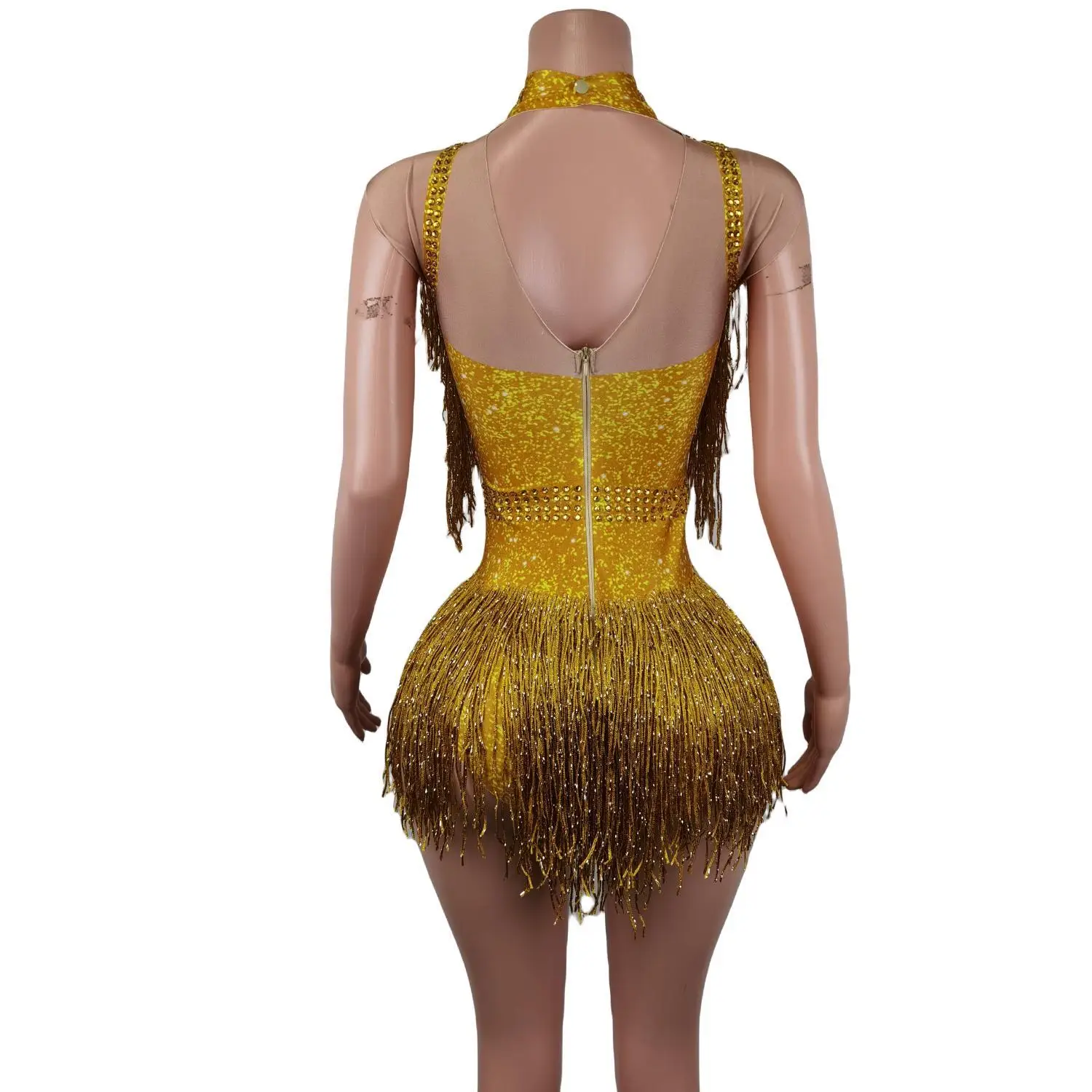 Sexy Showgirl Carnaval Jumpsuit Voor Vrouwen Met Kralen Lovertjes Bodysuits Uit Één Stuk Kostuum Toneelspeelbal Dj Feest