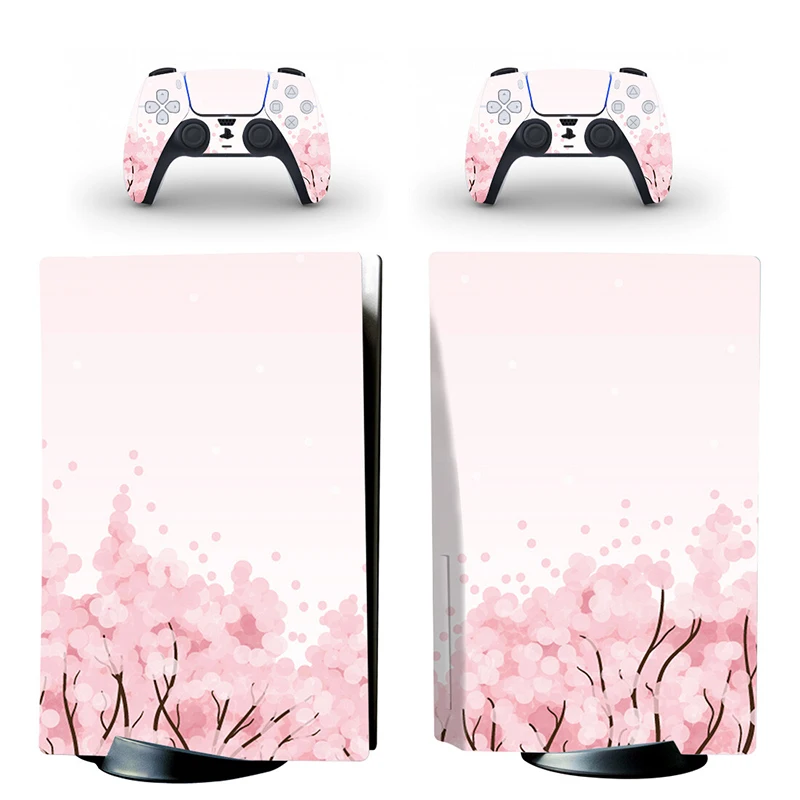 

Sakura PS5 Disc Edition Skin Sticker Decal Cover for PlayStation 5 Console and 2 Controllers PS5 Standard Skin Sticker Vinyl