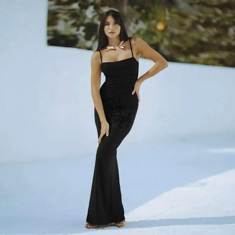 

Yj25168dgo Rhinestone Strap Dress Elegant Backless Bodycon Waist-cinching Sexy Long Dress 2025 Summer Dress Robe Vestido Women 1
