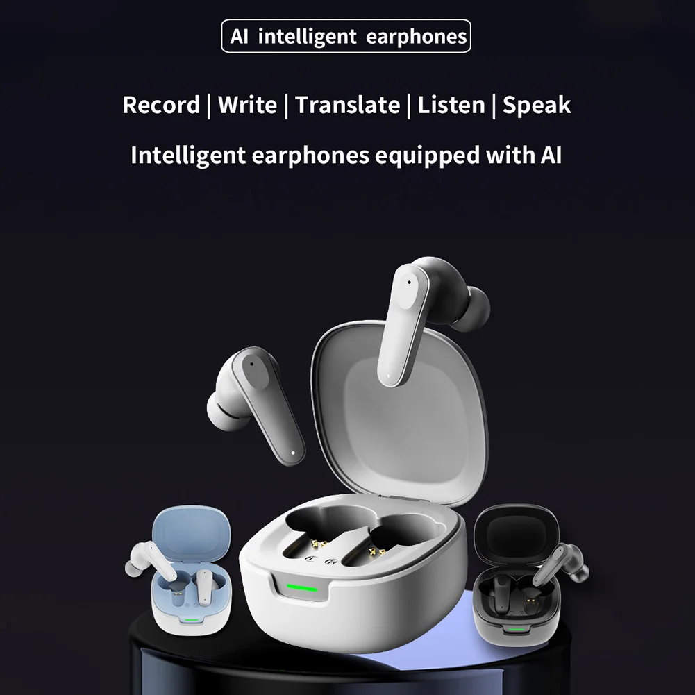 Intelligent Translator Earbuds Bluetooth-Compatible 5.4 Noise Cancelling Translator Headset Ear Hook for Sports Business Travel