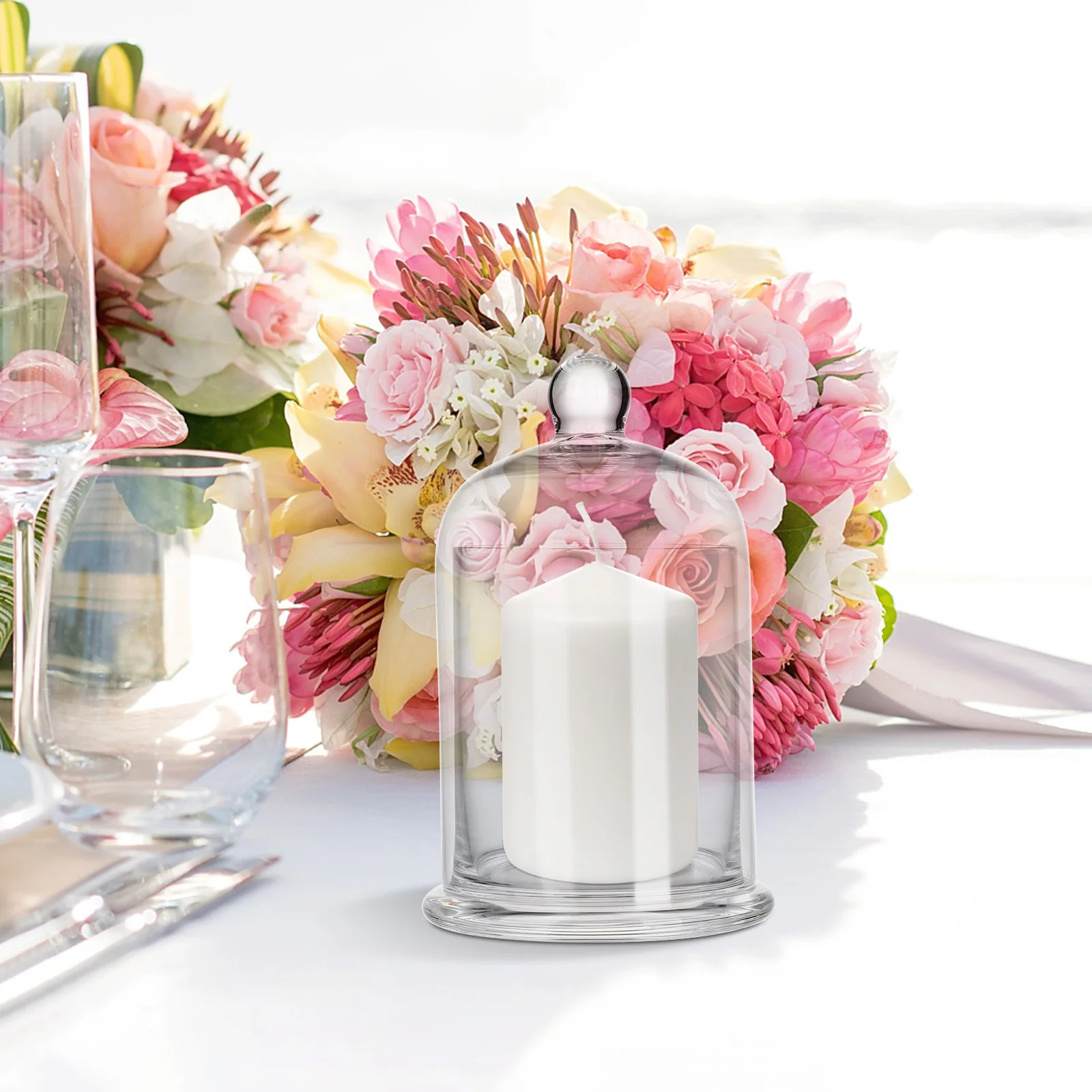 

2Sets Glass Holder Decorative Bell Jar for Home Party Wedding Romantic Atmosphere Relaxation Mood Enhancement Gift