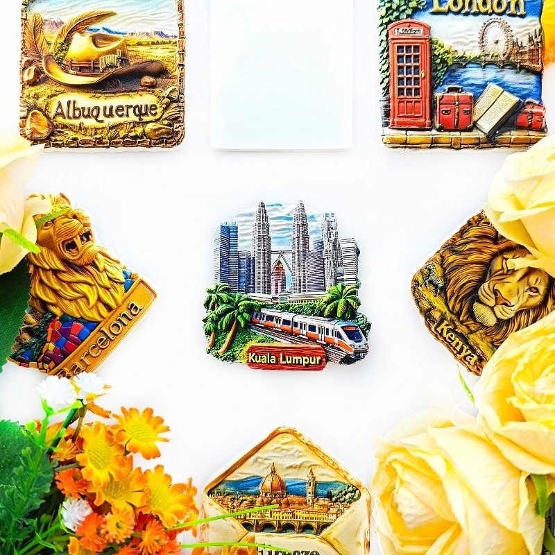 مغناطيس ثلاجة كوالالمبور - ثلاثي الأبعاد لتذكار ماليزيا بأبراج مزدوجة وديكور طعام الشوارع هدية آسيوية فريدة من نوعها #2