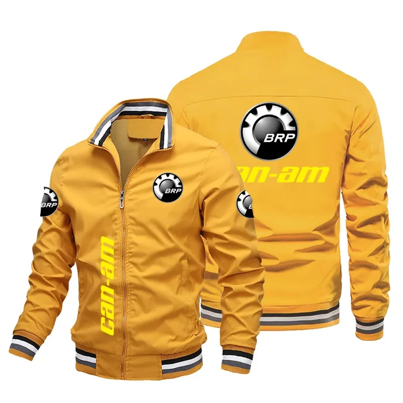 New Men\'s Harajuku Street Jacket BRP can - am Logo Printed Zip Hip-hop Baseball Windproof Motorcycle