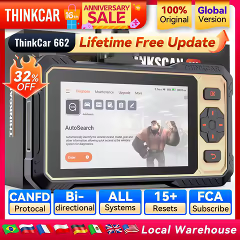THINKCAR ThinkScan 662 Bi-directional Scan Tool CANFD Obd2 Scanner Car Diagnostic Tool Automotivo Code Reader 12 Reset Life Free