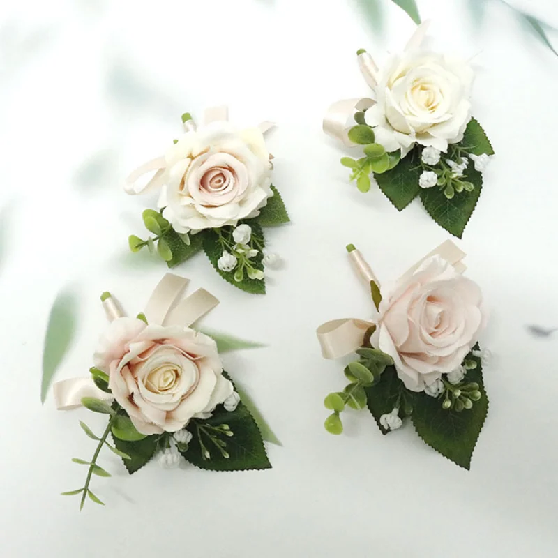 Novo boutonnieres artifical flores peças únicas noiva pulso corsage acessórios do casamento da dama de honra