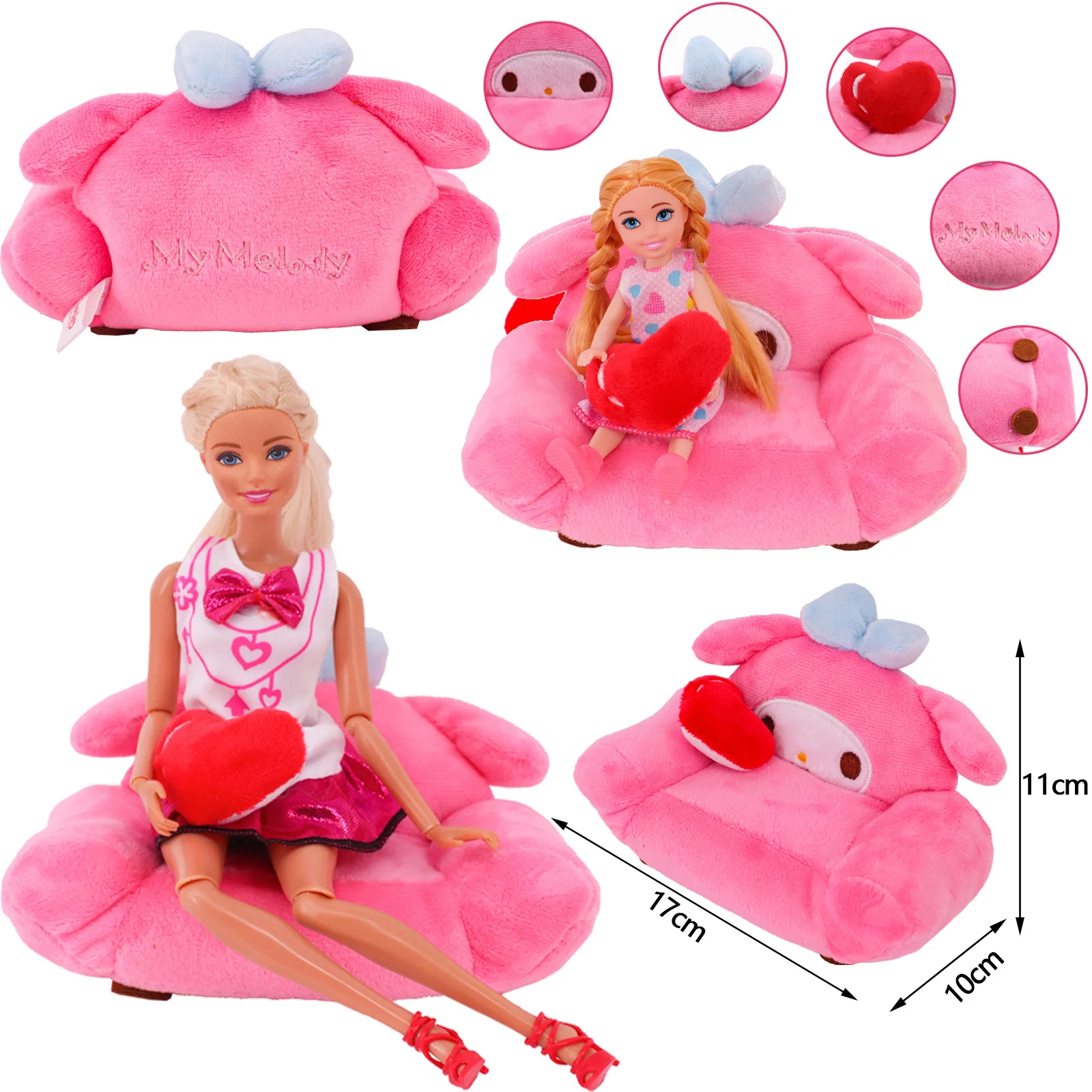 Barbiees-almohada de sofá en miniatura para muñeca BJD, accesorios para juguetes, 11,8 pulgadas, 30Cm