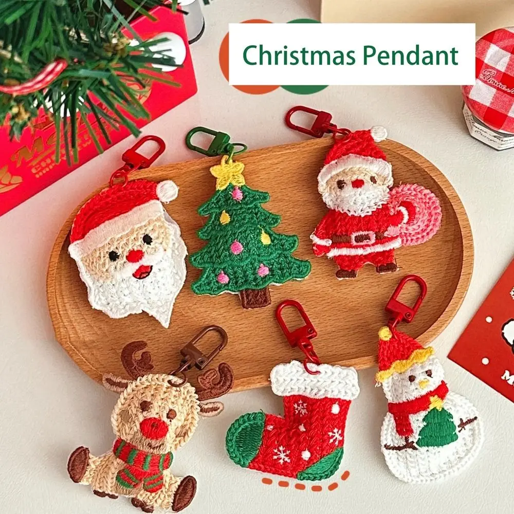 

Cute Weave Christmas Pendant Elk Snowman Cartoon Santa Claus Keychain New Year Gift Charms Christmas Car Key Pendant