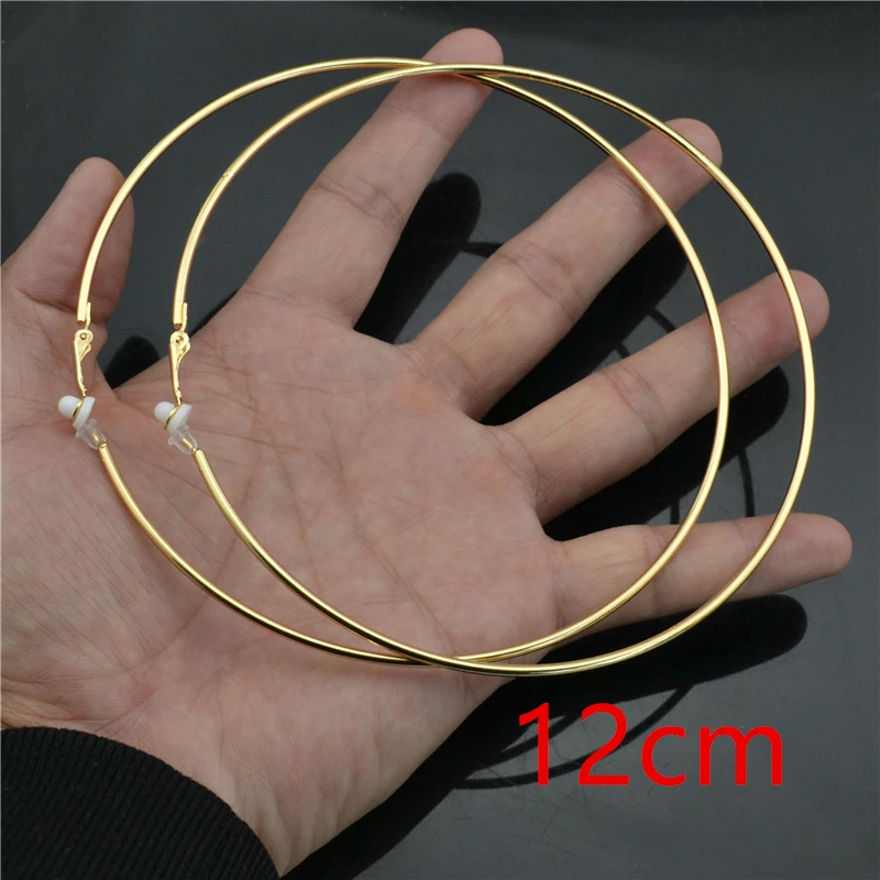 Clip-Ohrringe für Damen ohne Piercing, super groß, klein, großer Kreis, Roségold, Silber, Schwarz, Überzug, klassischer Trend, Übertreibung