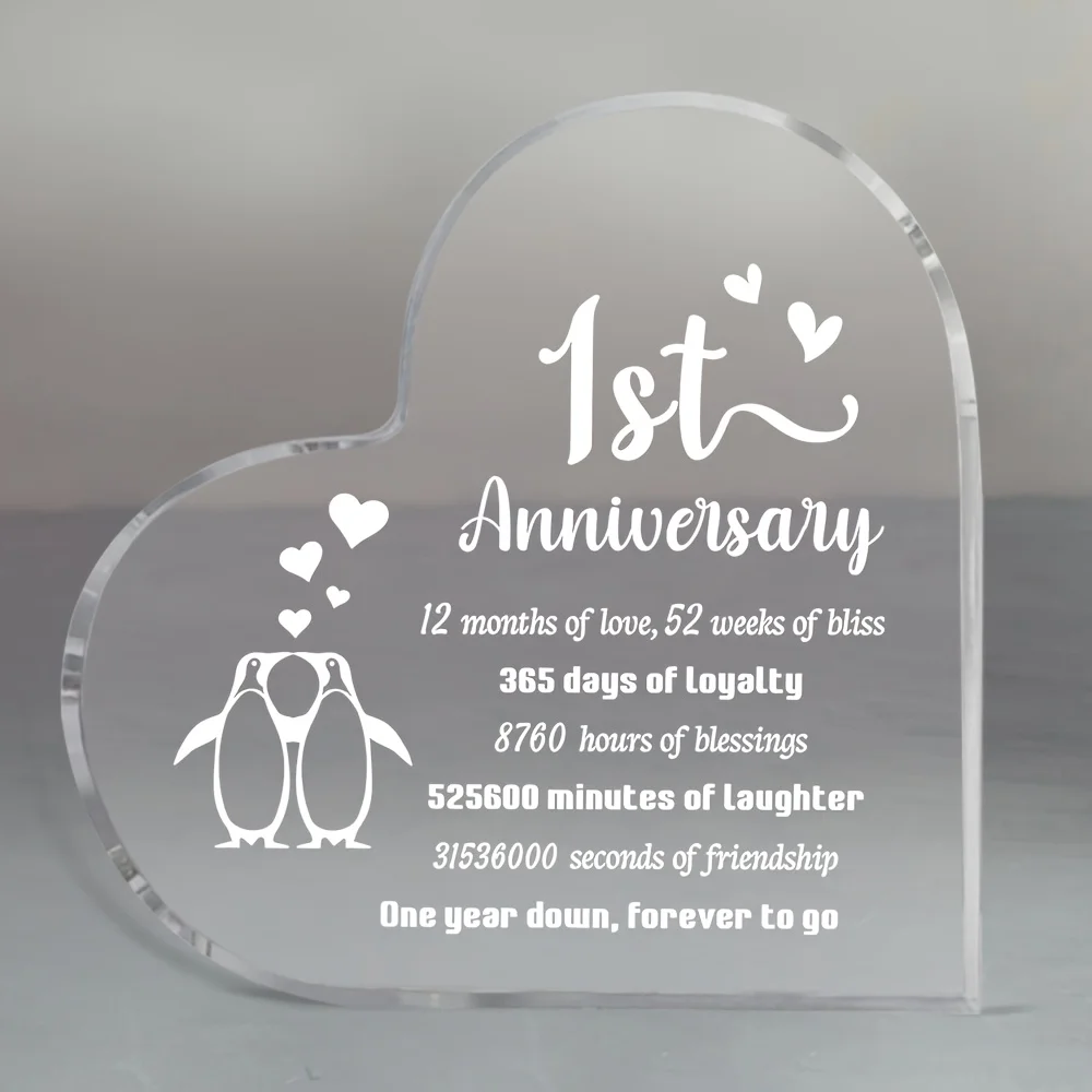 CIFBUY Acrylic Penguin Couple Ornament 1st Wedding Anniversary Gift Romantic Desk Decor For Boyfriend Girlfriend Husband Wife