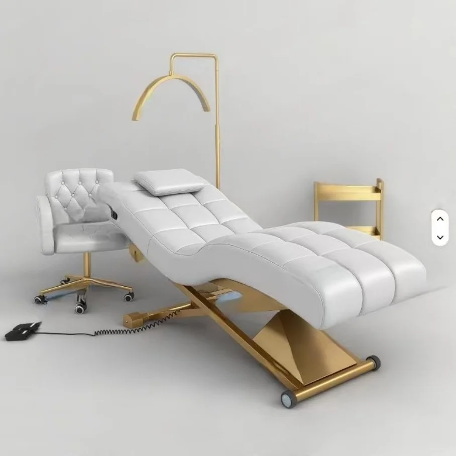 Curved Electric Eyelash Bed Metal Salon Beauty Facial Bed Set for Hotel Gym Bathroom Use Adjustable High Quality