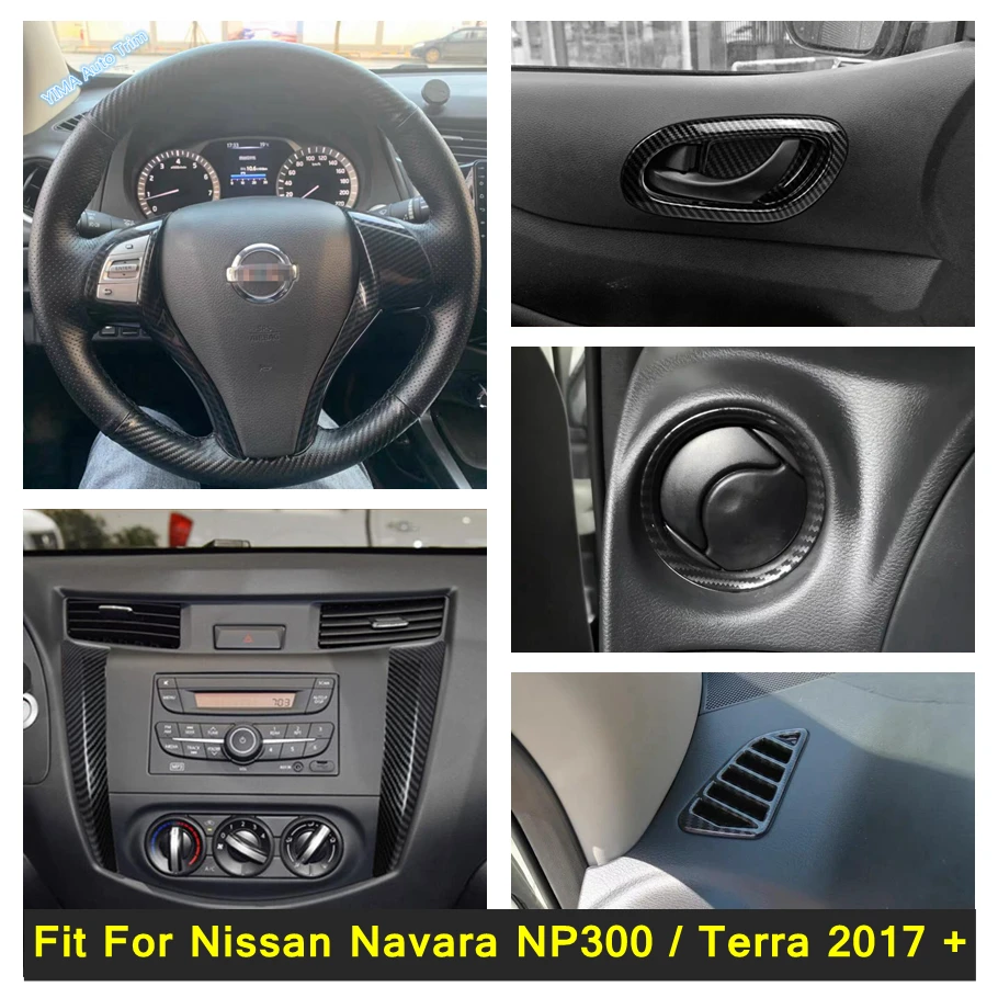 

Carbon Fiber Look Interior For Nissan Navara NP300 / Terra 2017 - 2021 Central Control Dashboard / Window Lift Switch Cover Trim