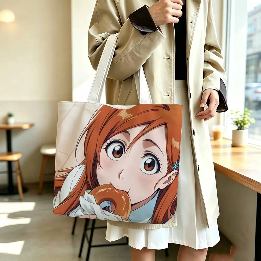 COOL Inoue O-Orihime B-BLEACH   Printed Canvas Tote Bag Shoulder Bag Commuter Mommy Shopping Bag