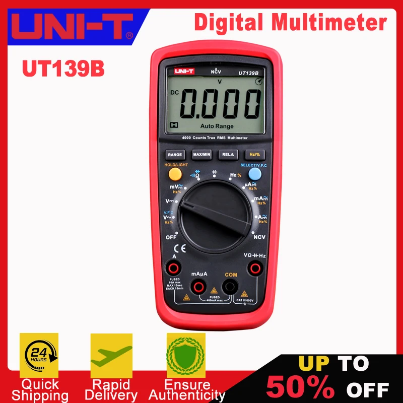 

UNI-T UT139B AC DC Voltage and Current Capacitance Frequency Test True RMS Digital Multimeters