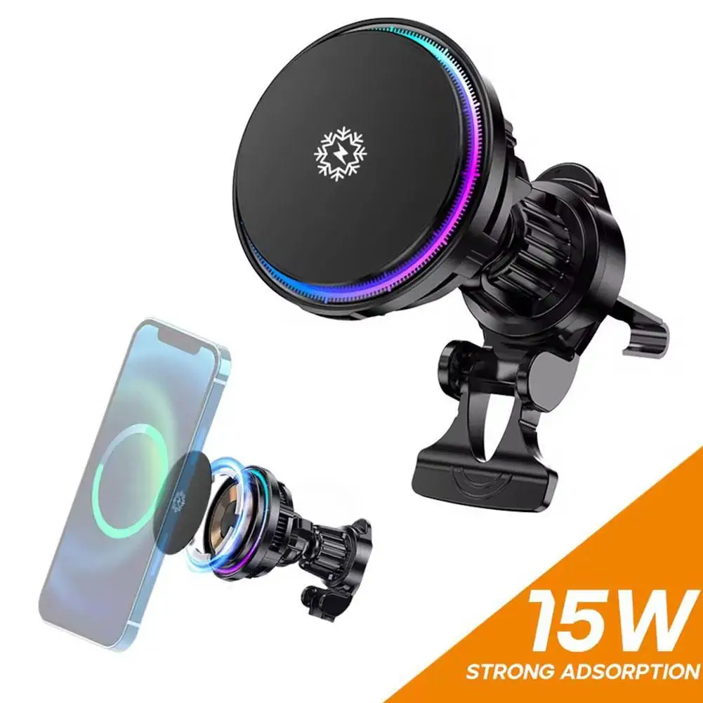 15 واط الجليد التبريد المغناطيسي شاحن سيارة لاسلكي محطة شحن سريع آيفون 15 14 13 12 برو ماكس MacSafe حامل هاتف السيارة X3E3 #2