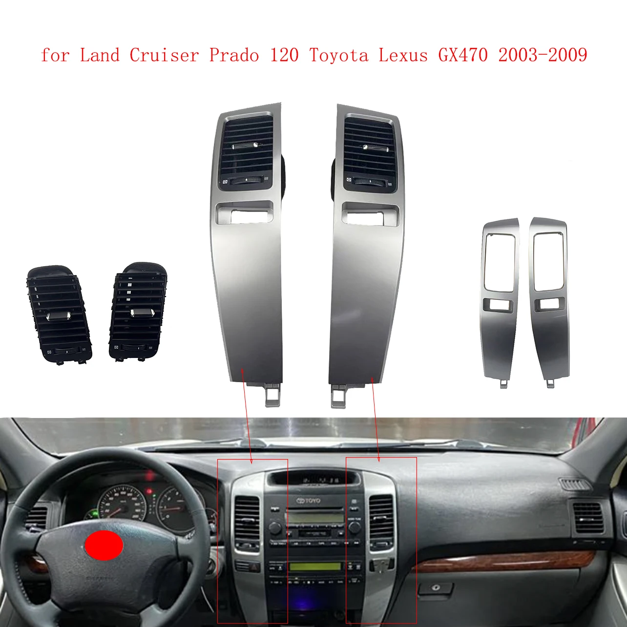 لاند كروزر برادو 120 تويوتا لكزس GX470 2003 2004 2005-2009 لوحة سيارة أ/ج شبكة تنفيس الهواء #1