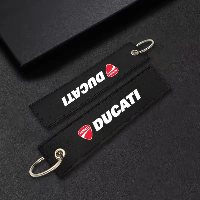

New Textile Embroidery Car Belt Buckle Key Chain Keyring For Ducati Monster Panigale 748 1198 749 999 1199 Hypermotard 950 S