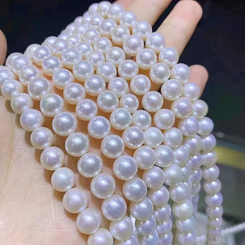 

Factory Prices 100% Natural Freshwater Round Pearl Strand 4A 4A+ 5A High Luster White DIY Pearls Necklace жемчуг натуральный