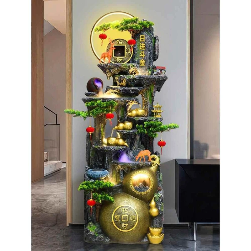 

Indoor office ornaments, gourds make money every day, living room circulation, ancient method cylinder, rockery, flowing