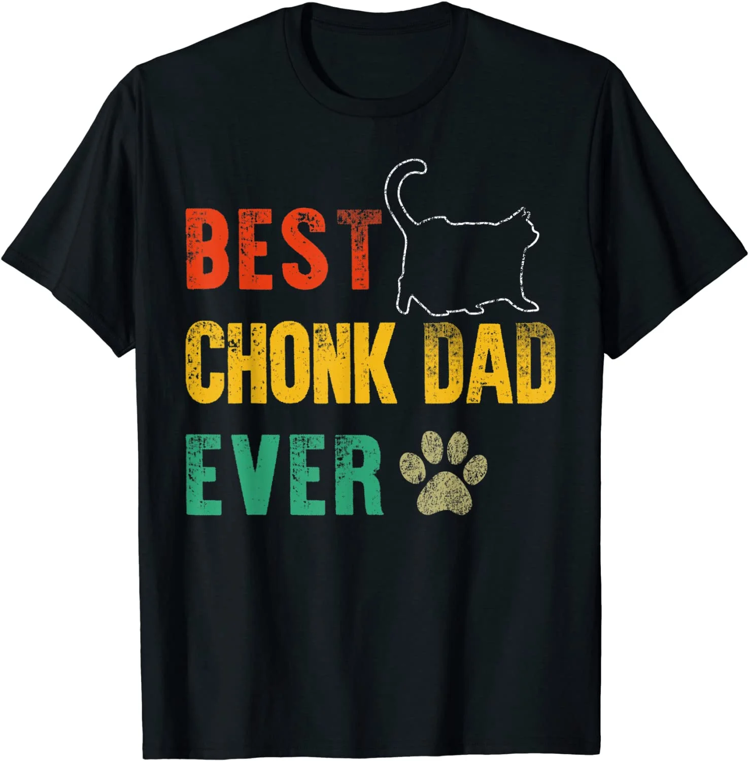 Mens Vintage Best Chonk Dad Ever Retro Cat Daddy Father's Day T-Shirt