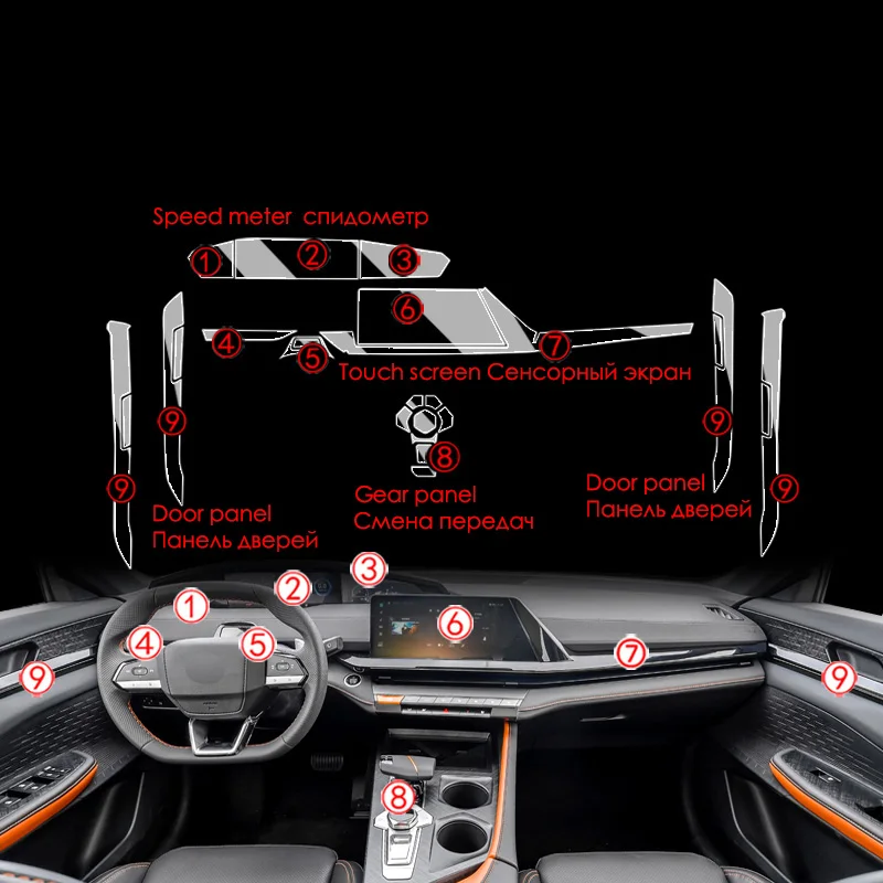 

TPU Transparent Film for Changan UNIV UNI V Car Interior Protection Sticker Center Control Navigation Gear Door Windows Panel