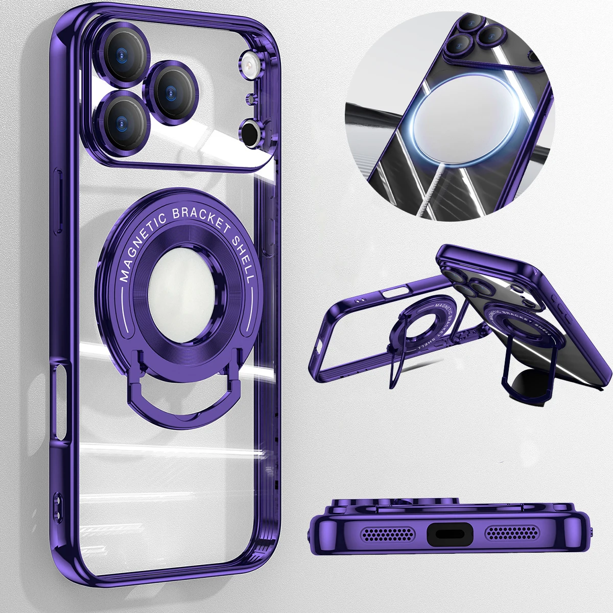 Magnetische Halterung Hülle für iPhone 17 Pro Max 17 Pro Air Cover Plating Klare TPU Rundum-Kameraobjektivfolie Mag-safe Shell Fundas