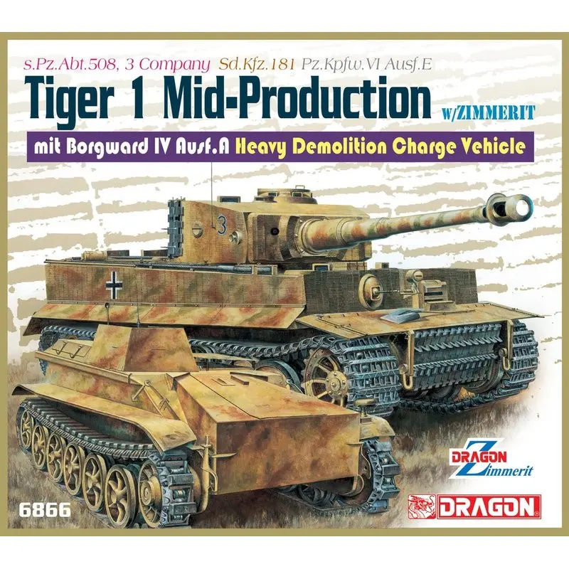 

DRAGON 6866 1/35 Tiger I Mid-Production (Bonus:Magic Track) & Borgward IV Ausf.A - Scale Assemble Model Kit