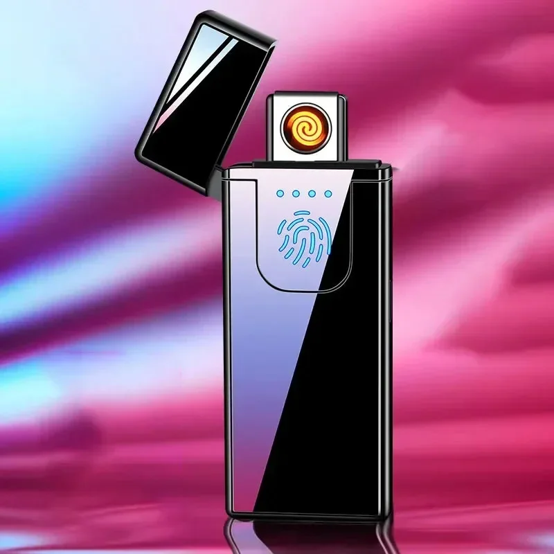 

Новая сенсорная электрическая беспламенная зажигалка, перезаряжаемая через USB, двусторонняя ветрозащитная ультратонкая зажигалка с двусторонним зажиганием, мужские подарки