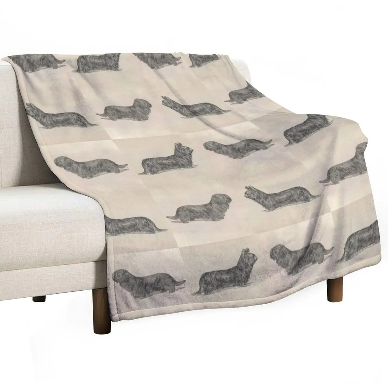 Vintage Skye Terriers Throw Blanket Sofa Flannel Fabric Moving Kid'S Multi-Purpose Thin Blankets