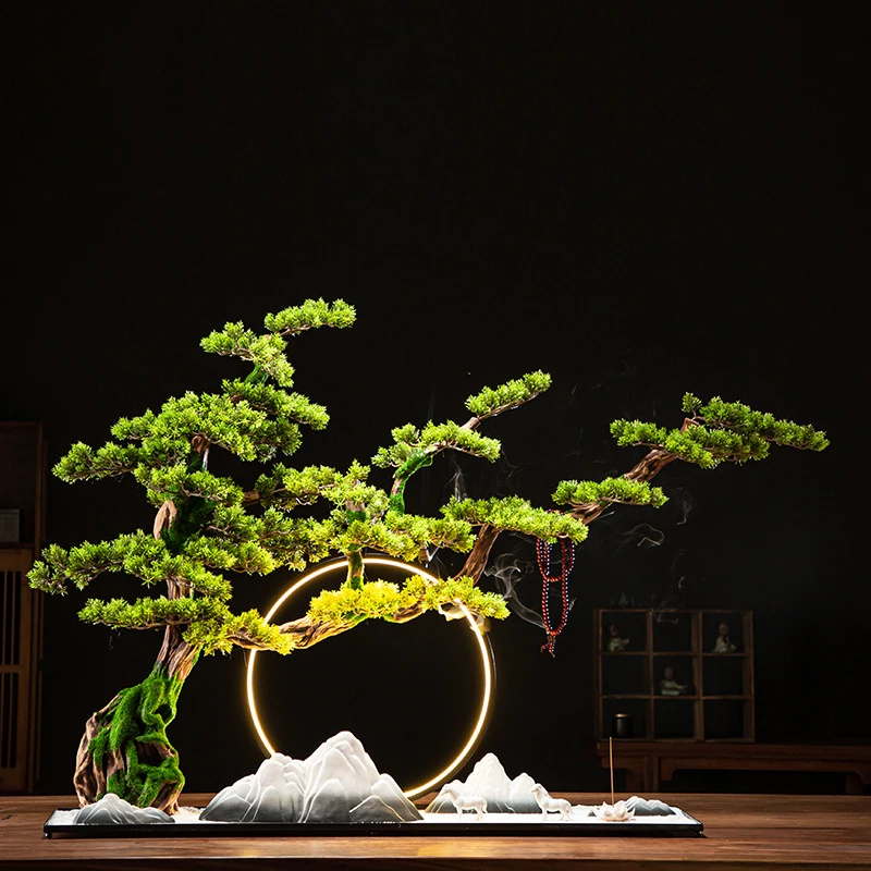 New Chinese-Style Artificial Welcoming Pine Ornaments For Home Living Rooms, Hotels, Clubs, , And Sales Offices, Zen-Insp