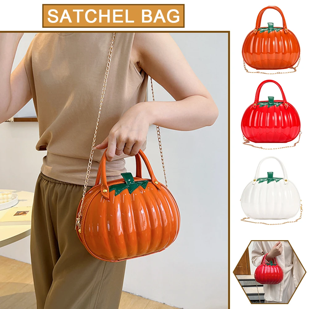 

Women Pumpkin Shape Handbag Versatile Leather Top Handle Bag Fashion Cute Multifunctional Waterproof Halloween Theme Purse