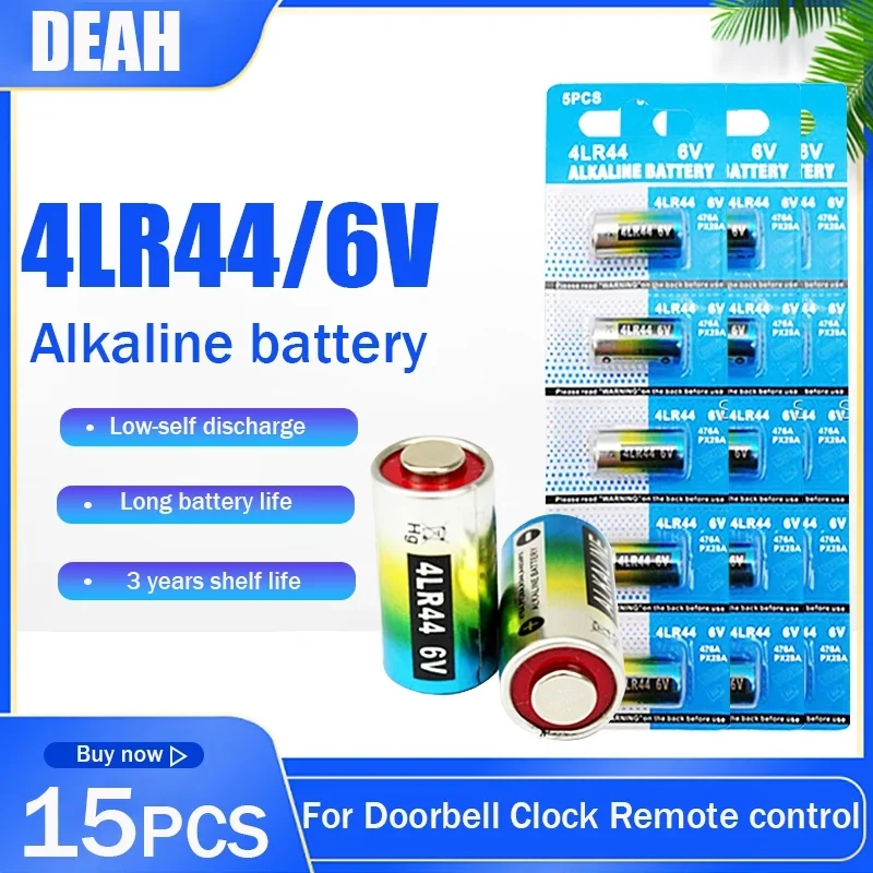 15pcs 4LR44 6V Alkaline Battery 476A PX28A L1325 4AG13 A544V 4034PX 4A76 For Bark Stopper Camera Watch Toy Dry Primary Batteries