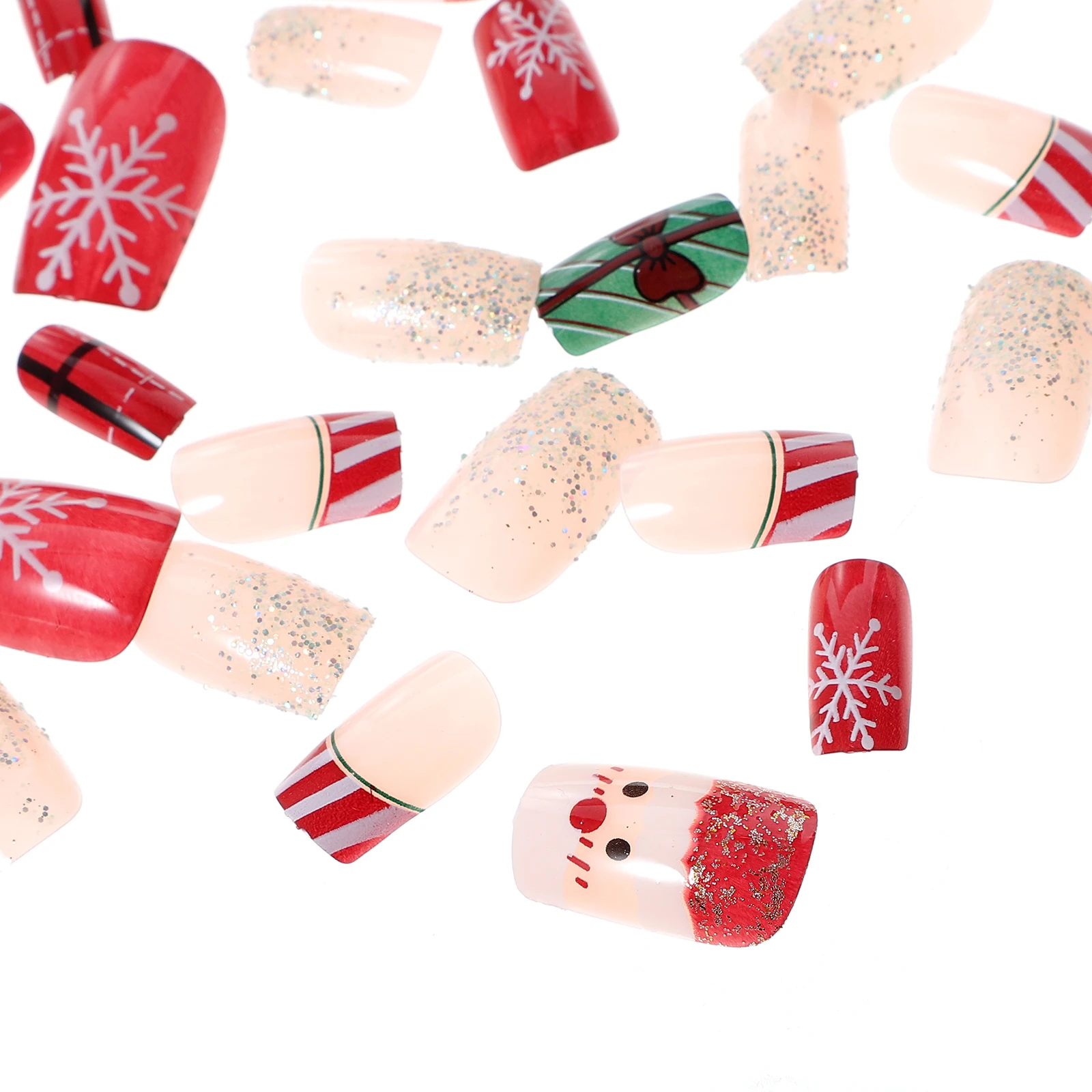 

24pcs Nail Stickers Winter Christmas Nail Art Decals Flowers False Nails Elegant Snowflakes DIY Party Accessories