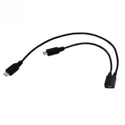 Micro USB 2.0 Y Splitter USB 1 Female to 2 Male Data Charge Extension Cord for Nokia Toshiba high quality Cable