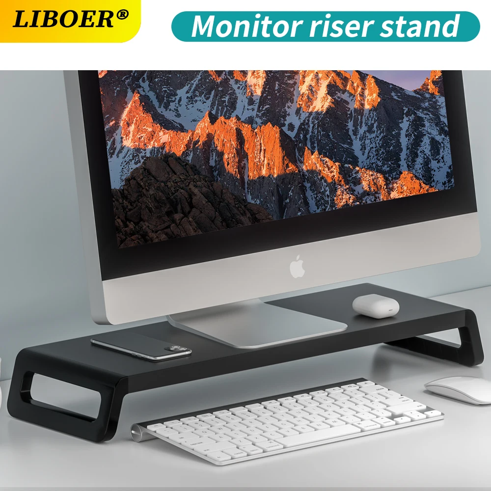 Suporte Universal Monitor Stand Riser Metal e Abs Suporte Plástico pc Computer Screen Holder Desktop Organizer