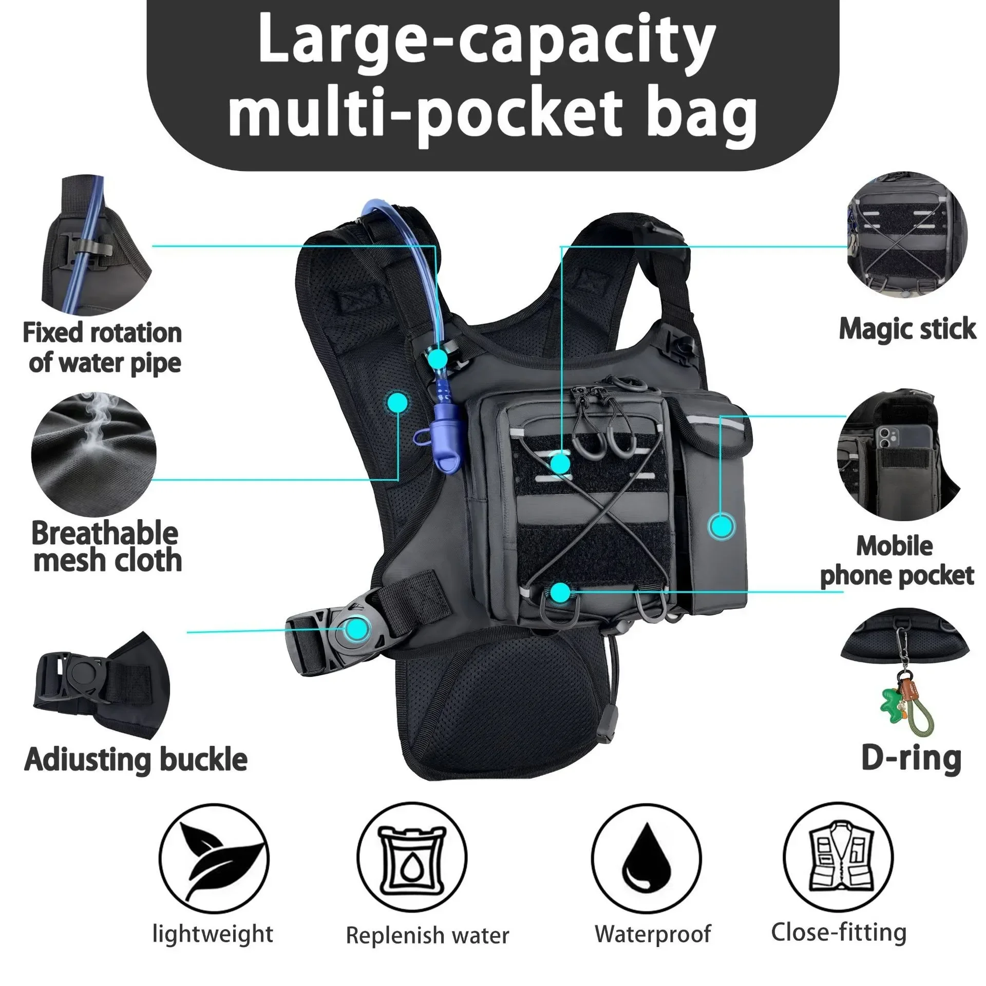 Hydration vest side pockets