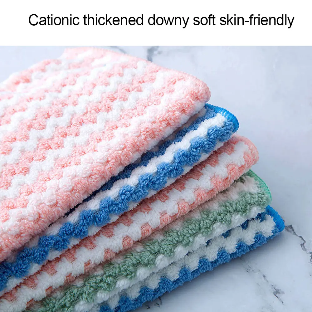 Oil Free Dishwashing Towel Kitchen Cleaning Rag，Cationic Coral Pile Absorbent Cloth Household Cleaning Tools Cleaning Cloths