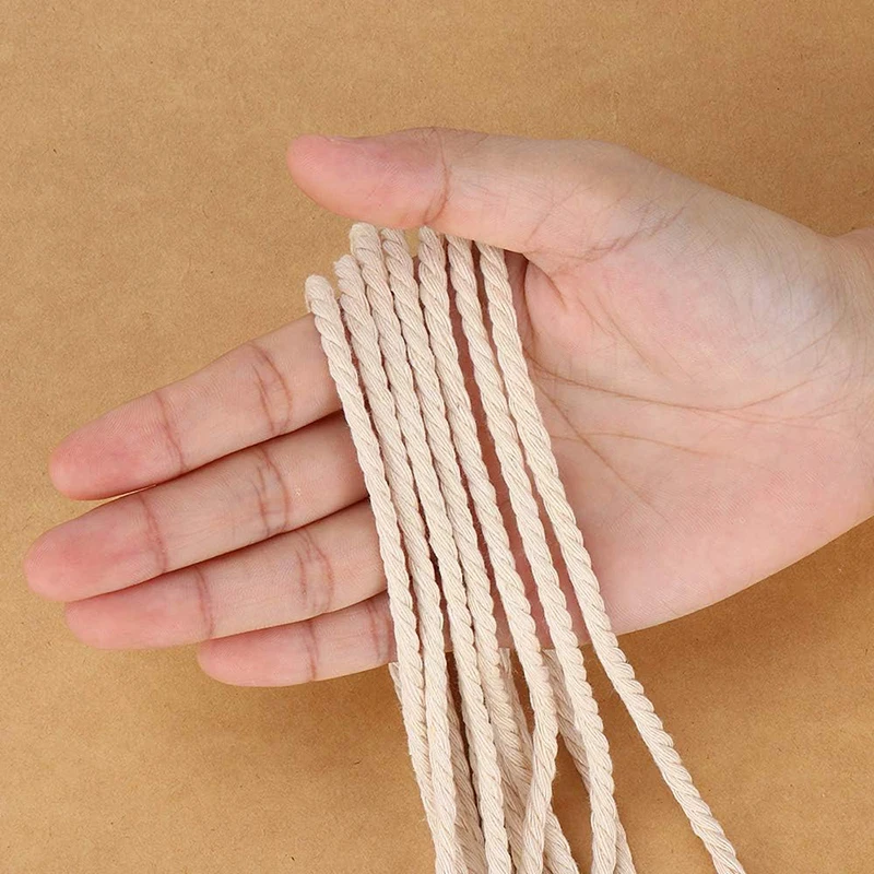 2-100M Natural Cotton Cord Macrame Thread Rope Beige Handmade Cotton Twisted Rope DIY Craft Knitting Making Home Decorative