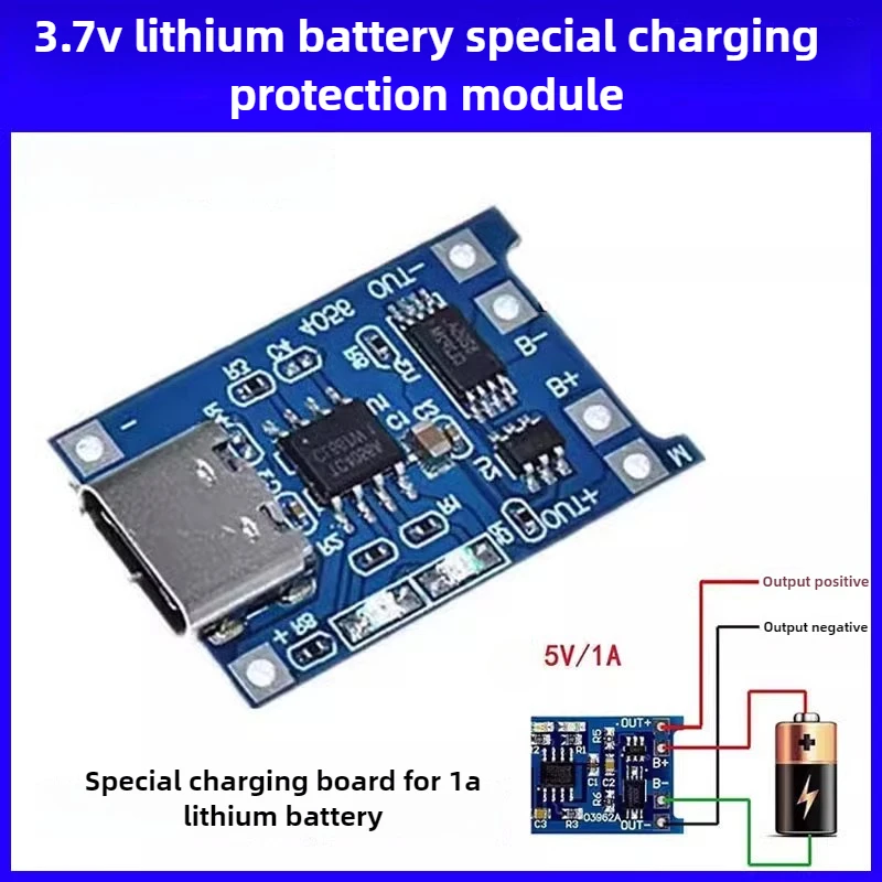 5PCS TP4056 Charging Module Board for 18650 1A Lithium Battery with Integrated Protection TypeC Over Current Protection USB Port
