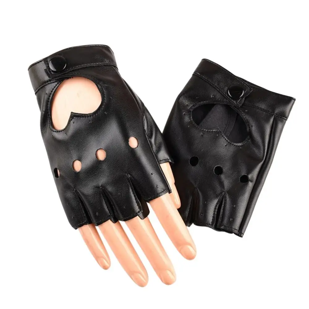 

New Fashion Dance Mittens Women Men Ladys Driving Dress PU Leather Gloves Heart Mittens Five Finger Gloves