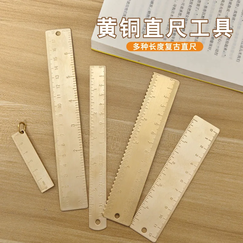 `Creative Brass Metal Bookmark Ruler, 12cm 15cm Measuring Straight Ruler, Hand Account Tool for School Office Stationery