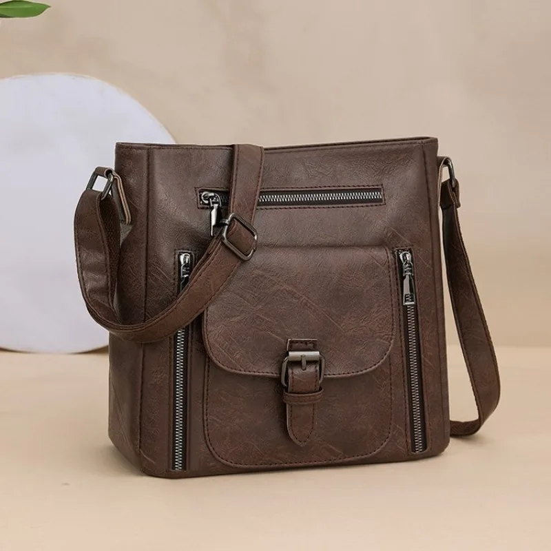 

Женская элегантная кожаная классическая сумка для подгузников, модная вместительная сумка-тоут для стильных деловых поездок и минималистичных покупок класса люкс