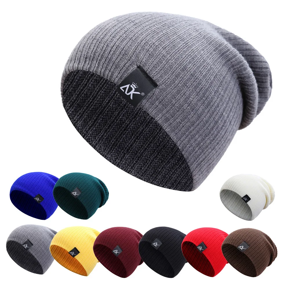 

Вязаная шапка, женская шапка, зимняя мужская шапка Skullies, теплая повседневная шапка с напуском, вязаная крючком шапка, женская мешковатая шапка
