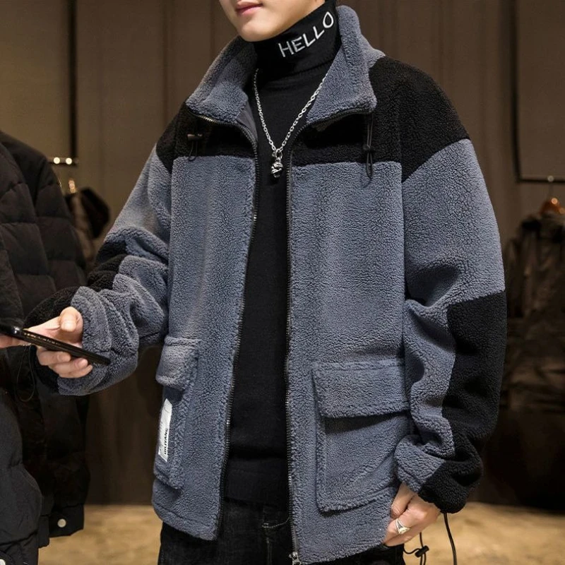 

​ Мужская куртка большого размера с капюшоном в стиле ретро, 2025 г., теплое зимнее пальто на фланелевой подкладке для подростков, ветрозащитная удобная уличная одежда ​