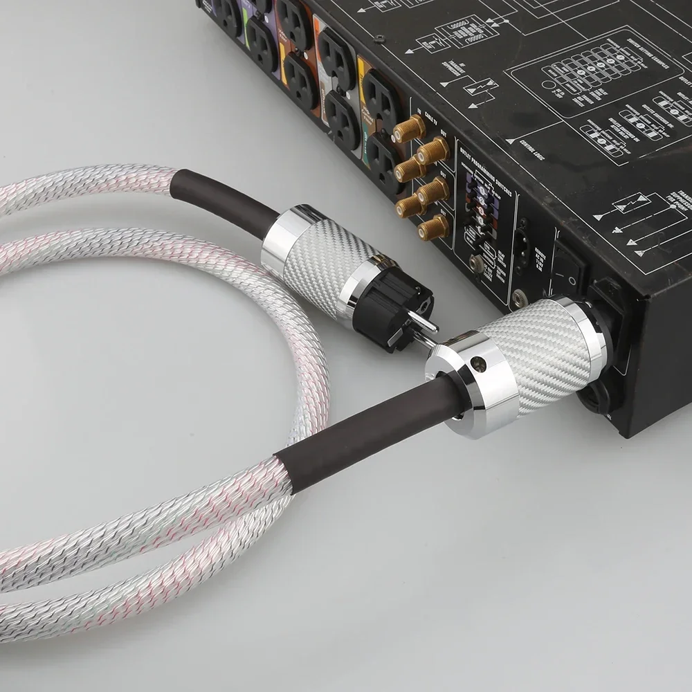 

Hi-End 7N OFC 9/12/15 Cores HIFI Schuko Power Cable with Carbon Fiber EU US Plug for Amplifier CD Decoder HiFi Audio