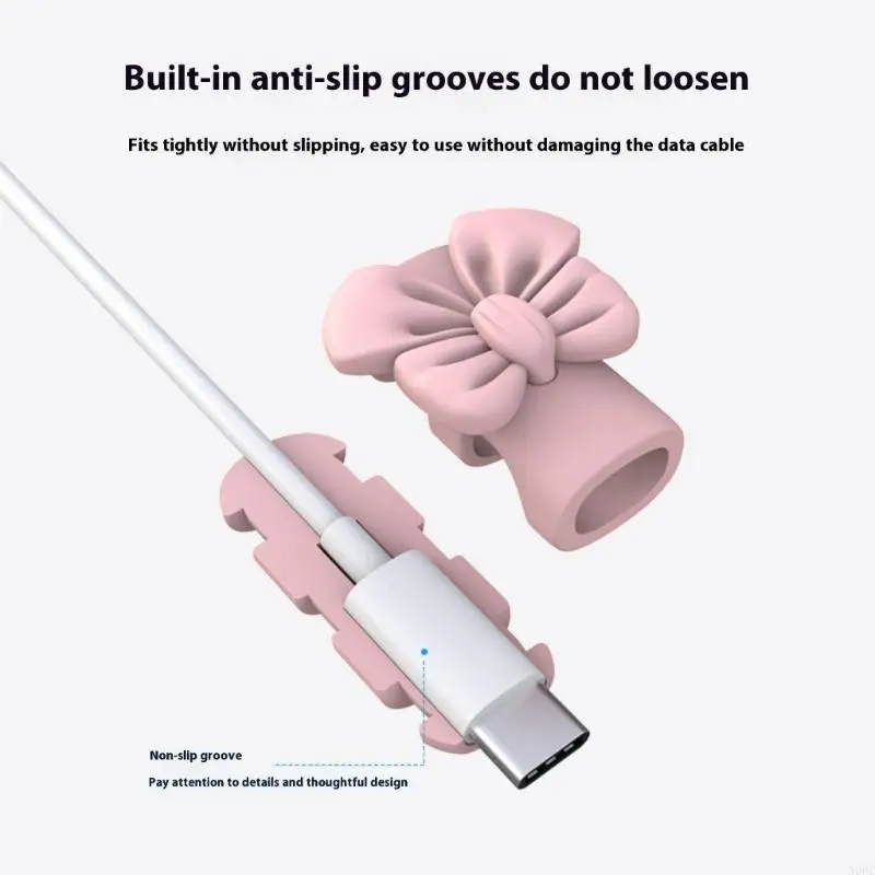 4Pieces Bend Resistant Silicone Cord Protectors Dustproof Charging Cable Protector Accessories Flexible Silicone Guards N0HC