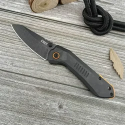 CR 6280 Tactical Pocket Folding Knife 8Cr13MoV Stonewash Plain Blade, Carbon Fibre/G10 Handles Outdoor Camping Hunting EDC Tool