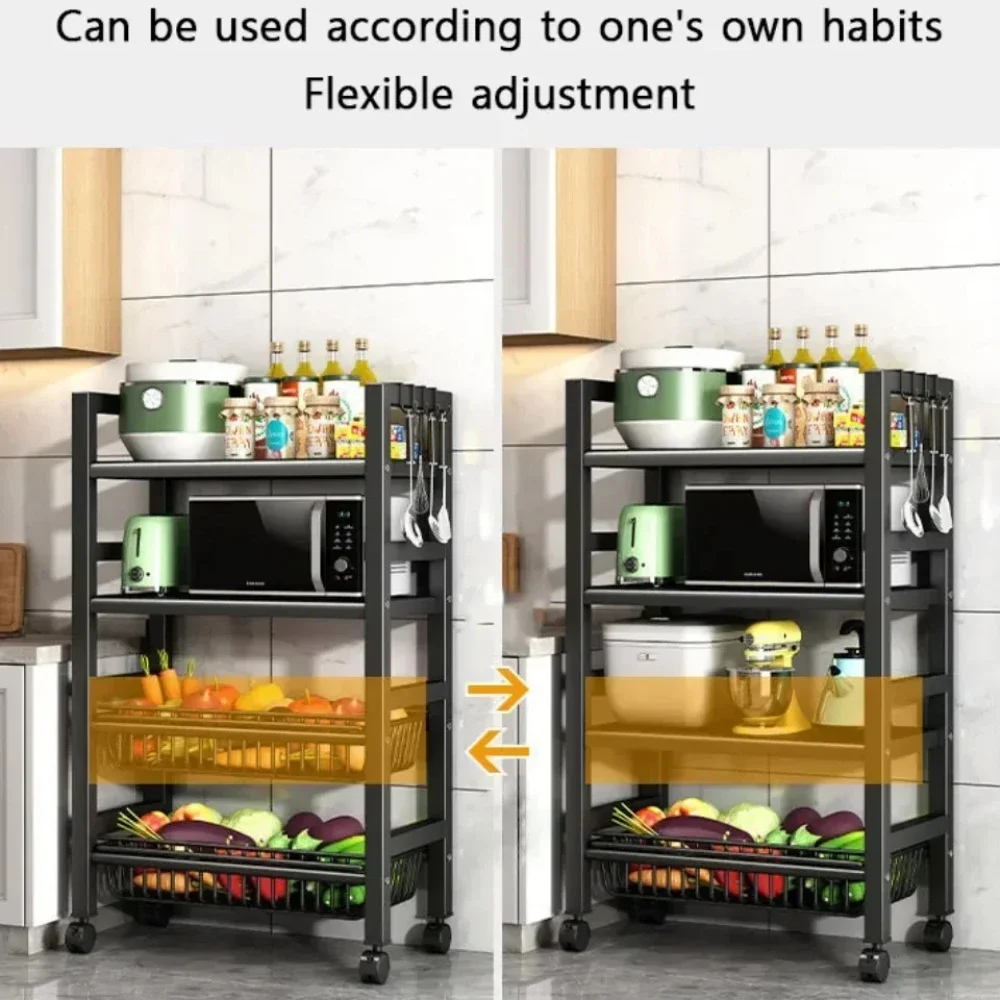 Multi Functional Storage Basket Floor Standing Pulley Style Storage Rack Detachable Multi-layer Storage Rack Snack Storage Rack