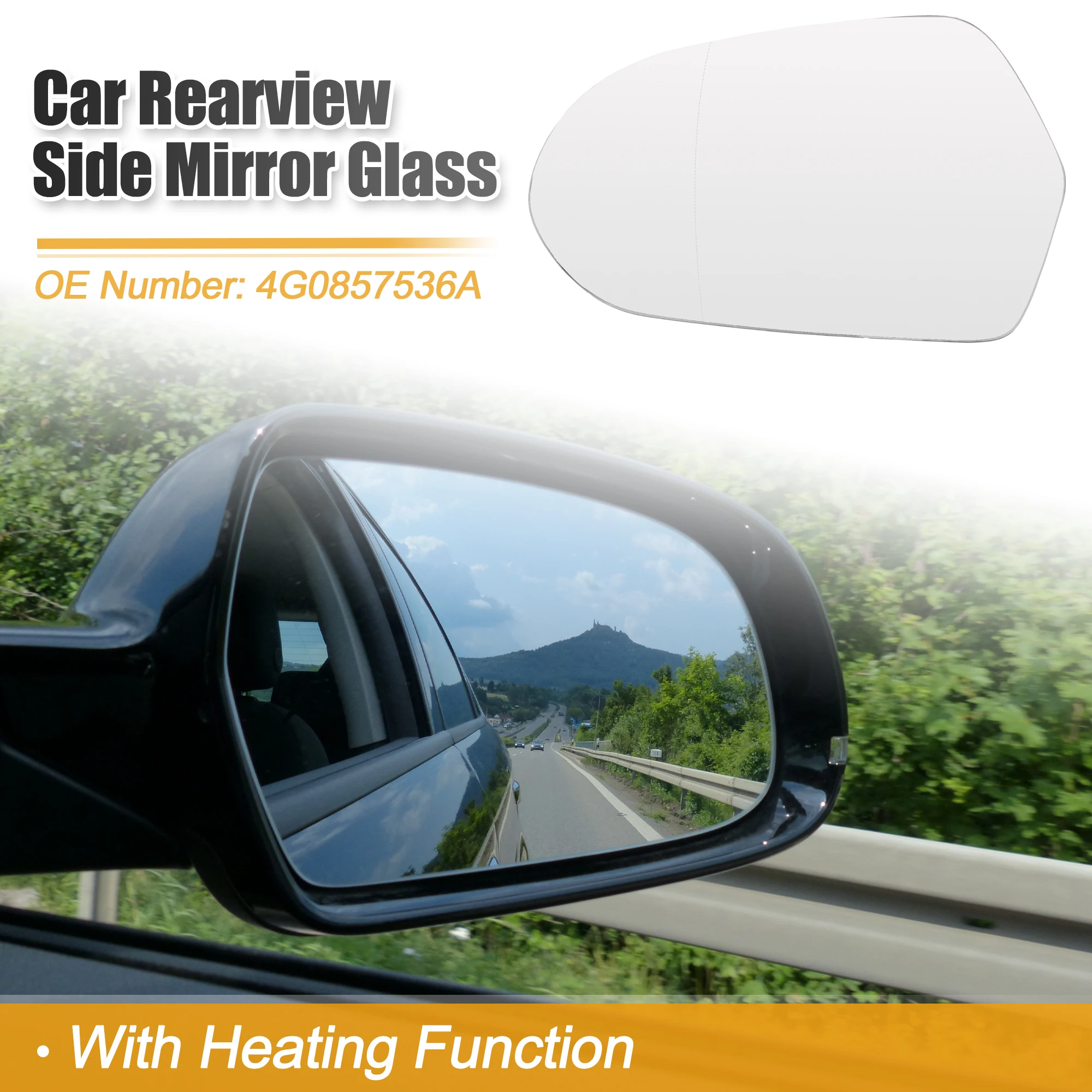 

X Autohaux Car Left Side Rearview Heated Mirror Glass with Backing Plate for Audi A6 4G 03 2011-09 2018 No.4G0857536A